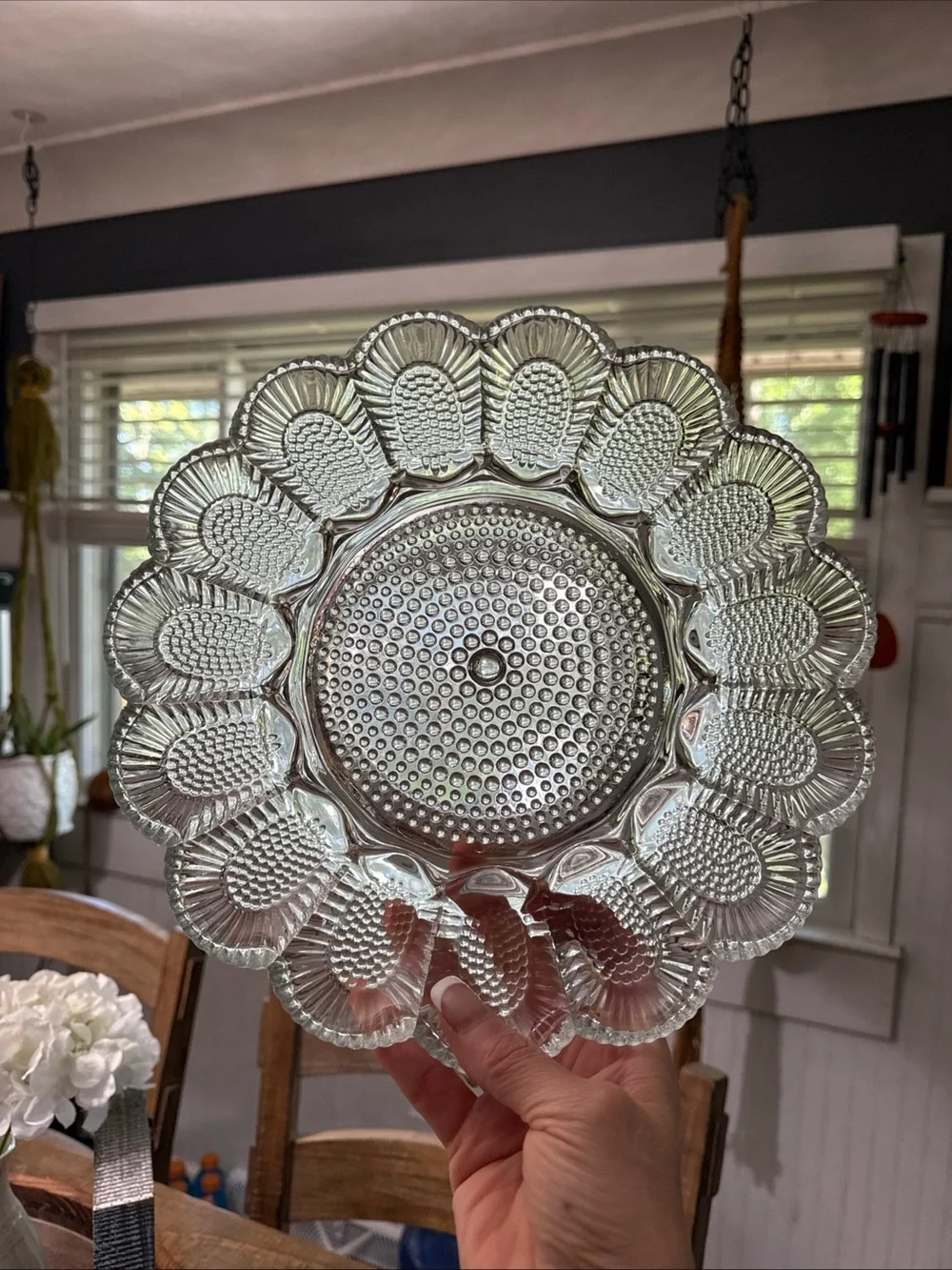Indiana Glass Hobnail Clear Pressed Glass Deviled Egg or Serving Platter